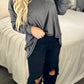 Thermal High Low V-Neck Oversized Top