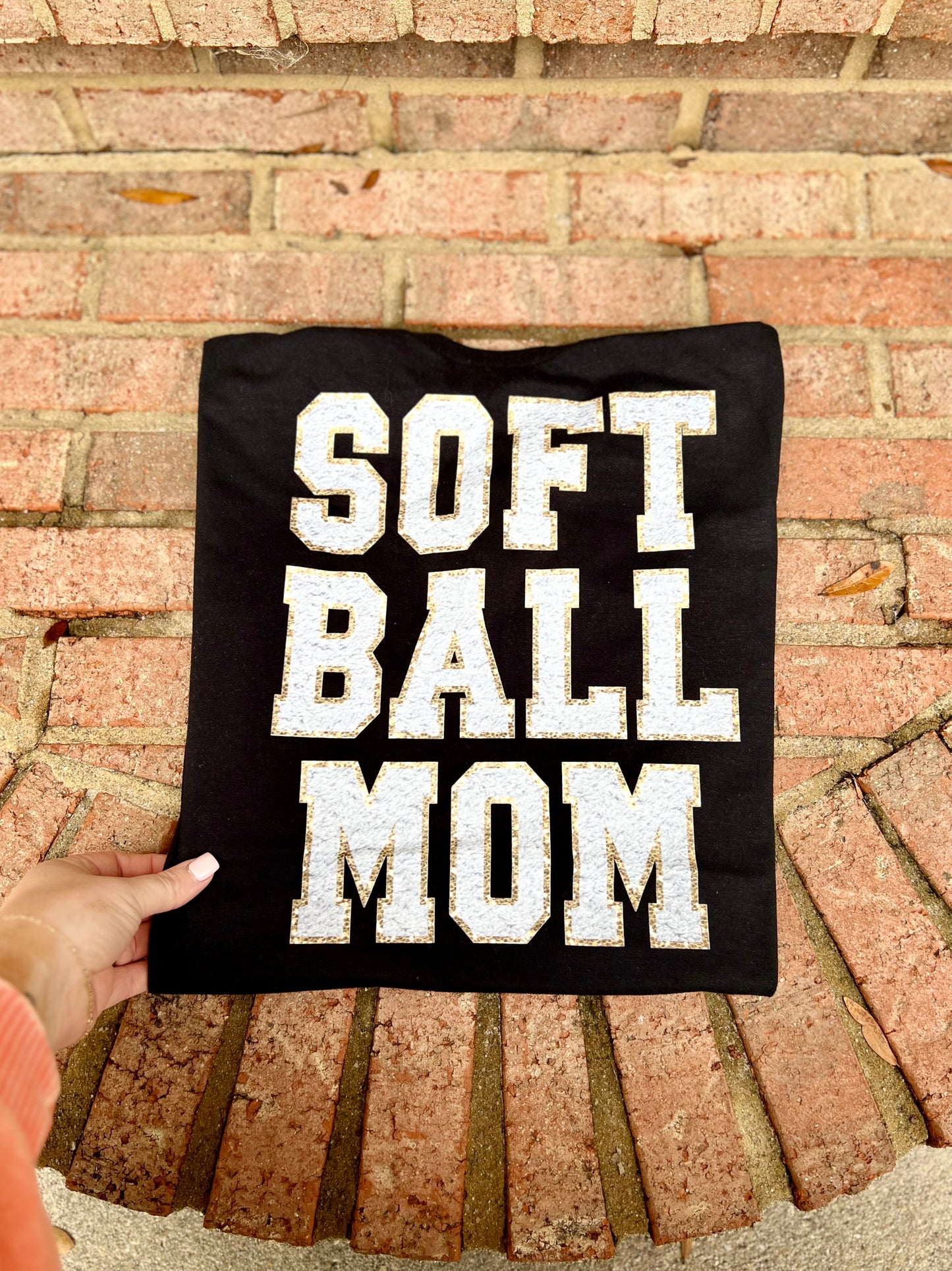 Softball Mom Faux Chenille Patch Tee