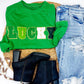 Green LUCKY Chenille Patch Pullover