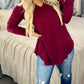 Long Sleeve V-Neck Round Hem Top