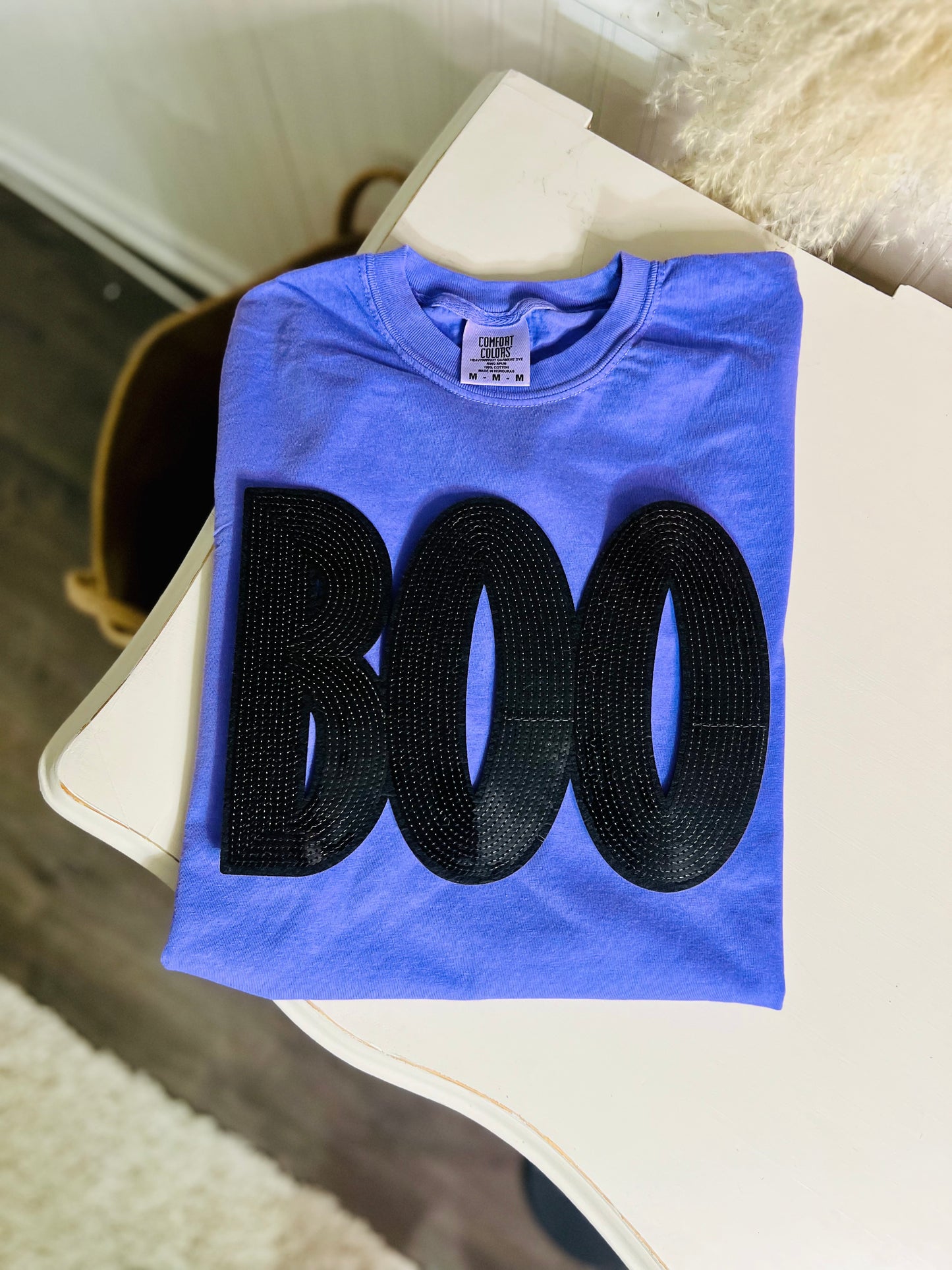 Black sequins BOO tee