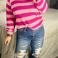 Striped Knit Collared Pullover Sweater
