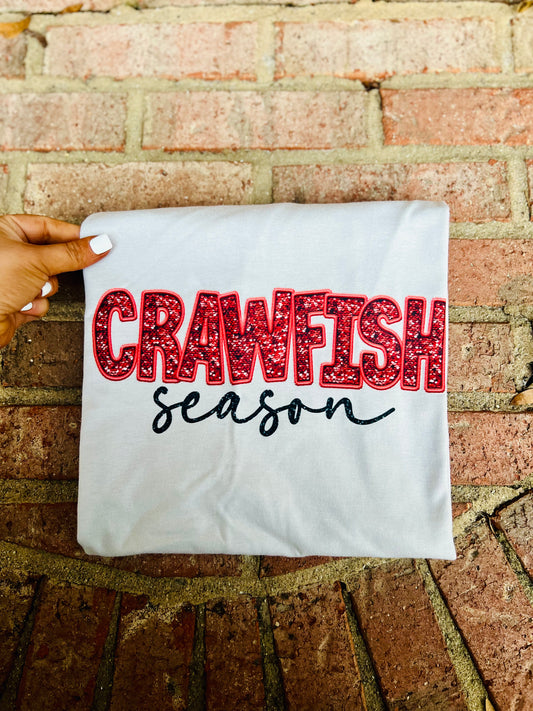 Faux Glitter Crawfish Season Tee