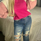 Barbie pink Casual Seam out Pullover Sweatshirt