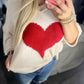 Cotton Khaki Beige cream Casual Heart Knit Sweater