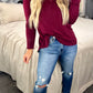 Long Sleeve V-Neck Round Hem Top