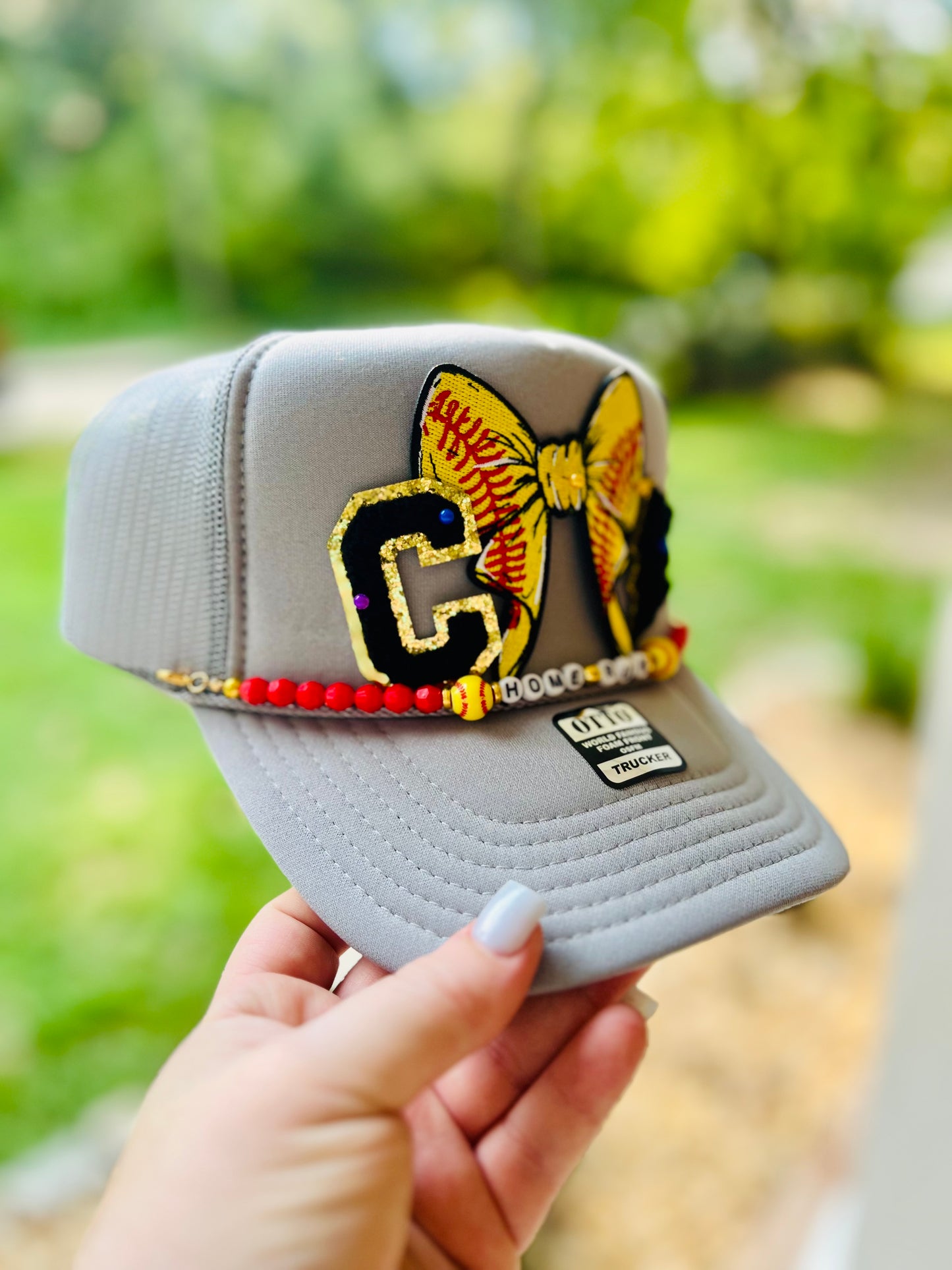 One of a kind - Softball Home Run Initial Hat - PICK YOUR LETTER