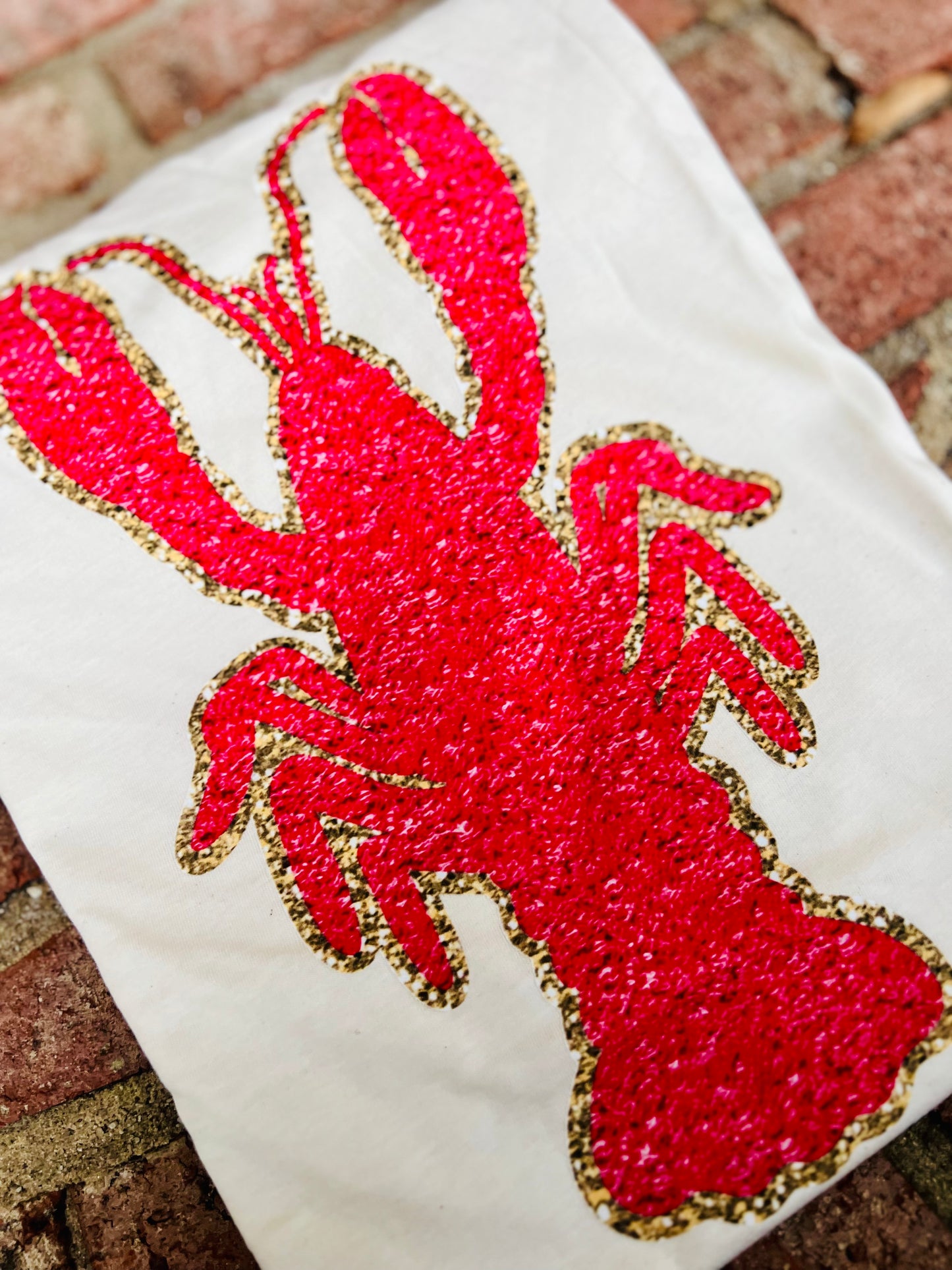 Faux Chenille Patch Crawfish Tee