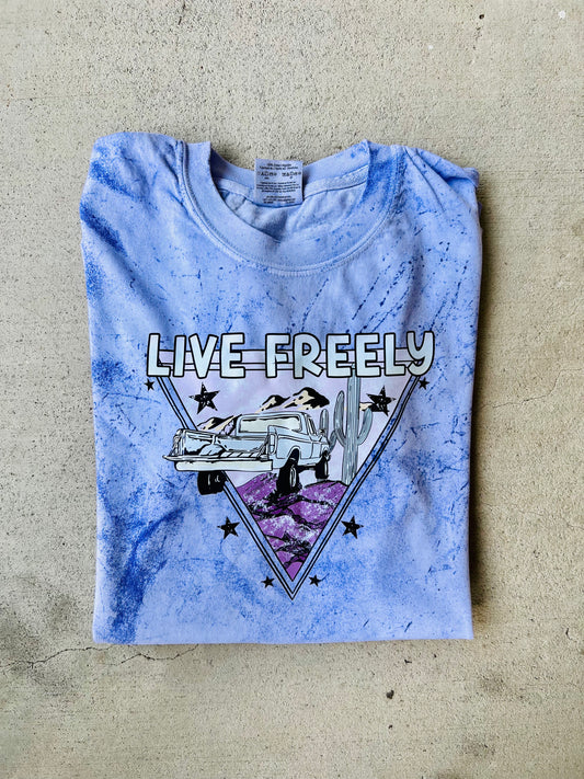 Live Freely Acid Wash Tee