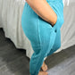 Pigment Dye Drawstring Waist Jogger Pants Teal SAMPLE