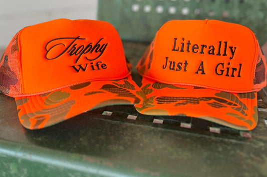 Orange Camo Girly Trucker Hats