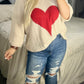 Cotton Khaki Beige cream Casual Heart Knit Sweater