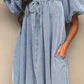 The Emerson Denim Balloon Sleeve Dress - Pre Order