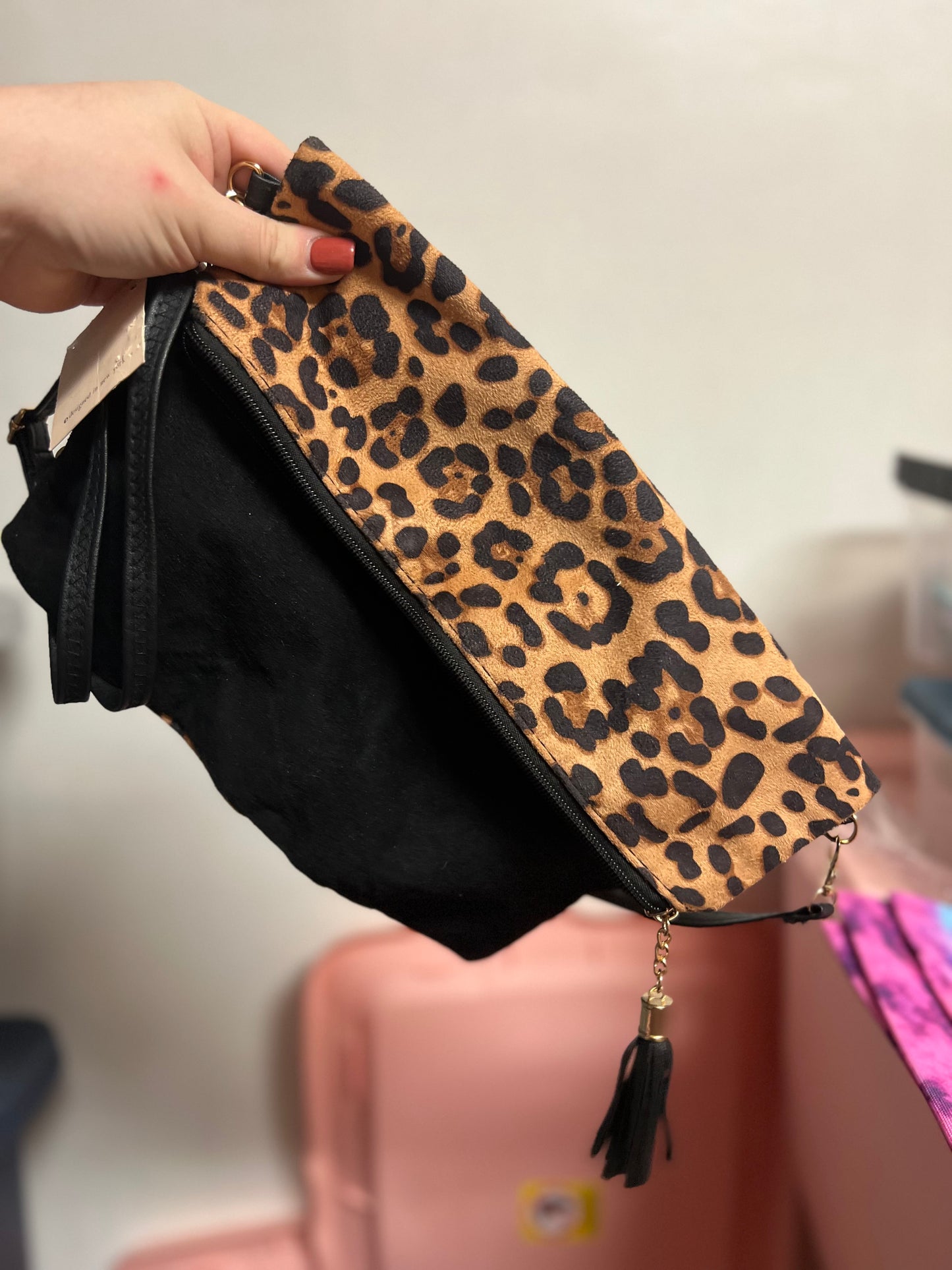 Leopard Felt Crossbody