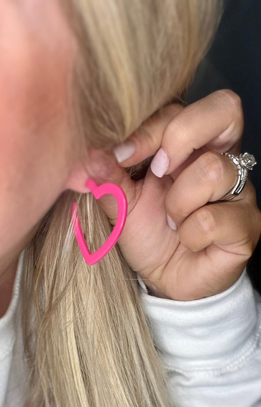 Heart Hoops - Hot Pink