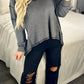 Thermal High Low V-Neck Oversized Top