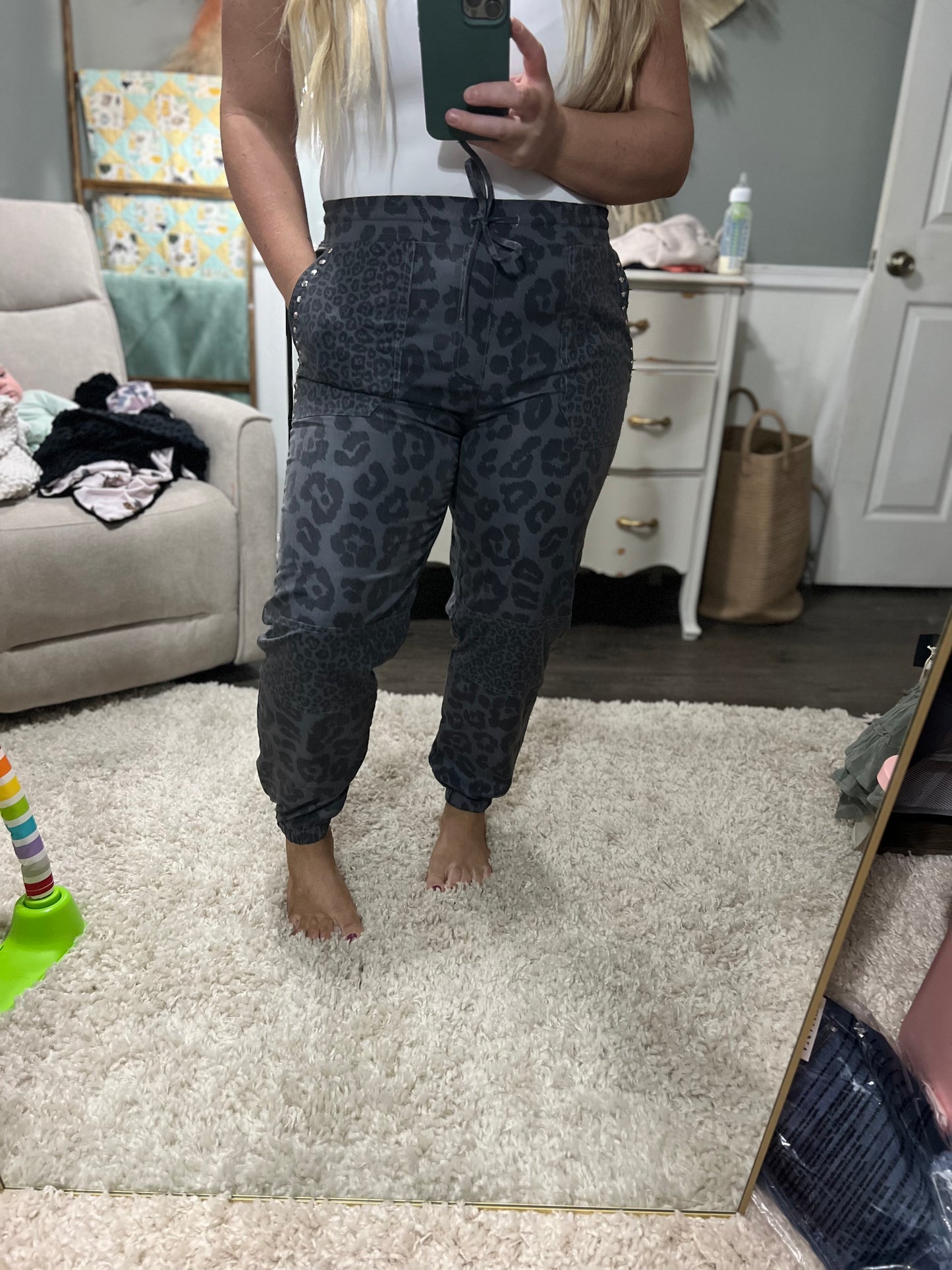 Charcoal Leopard Joggers