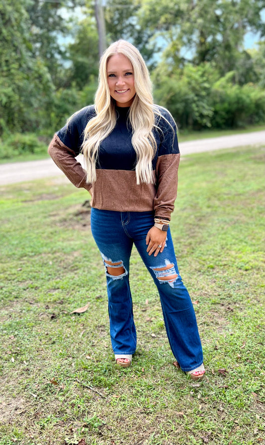 Two Tone Criss Cross Long Sleeve | 5 Colors - Pre Order