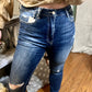 Distressed Hem Ankle Skinny Denim Jeans