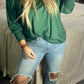 Green Long Sleeve Top with Detailed Wrists
