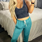 Pigment Dye Drawstring Waist Jogger Pants Teal SAMPLE