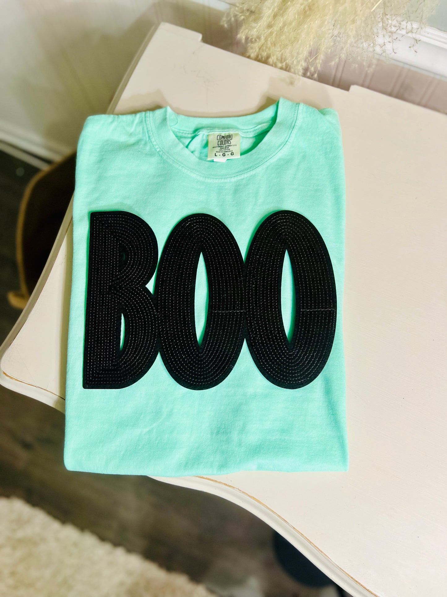 Black sequins BOO tee