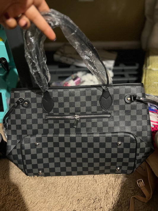 Black & Grey Checkered Purse