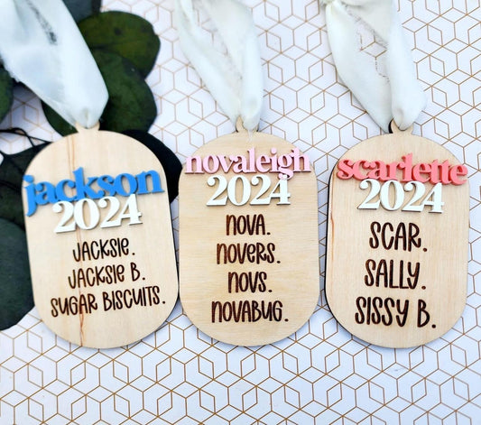 Family / Nickname Stacked 2024 ornaments