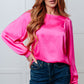 Not Exaggerating Satin Puff Sleeve Blouse