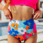 Panama Floral Print High Waisted Swim Bottoms