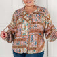 Show and Tell Mixed Print Peasant Blouse