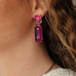 Sparkly Spirit Rectangle Crystal Earrings in Pink