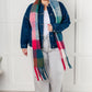 Wanderlust Wrap Oversized Plaid Fringe Scarf in Magenta and Teal