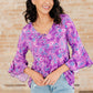 Willow Bell Sleeve Top in Lavender Paisley