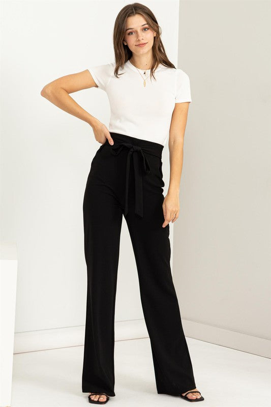 Seeking Sultry High-Waisted Tie Front Flared Pants