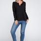 Melange Baby Waffle V-Neck Long Sleeve Top