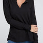 Melange Baby Waffle V-Neck Long Sleeve Top