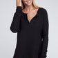 Melange Baby Waffle V-Neck Long Sleeve Top