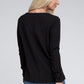 Melange Baby Waffle V-Neck Long Sleeve Top