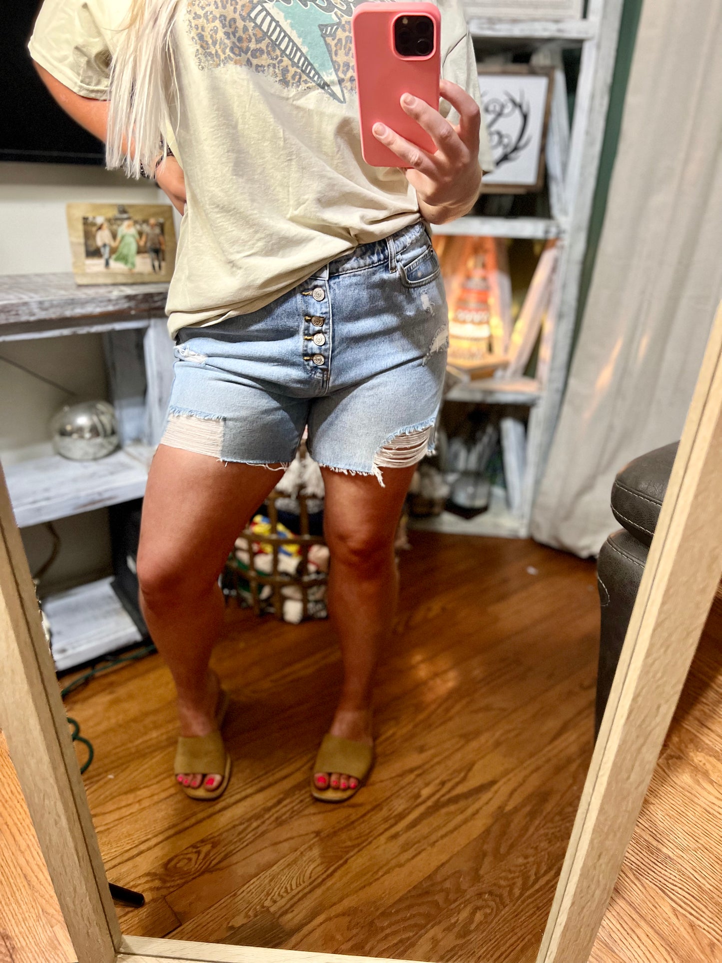 White Birch Denim Shorts