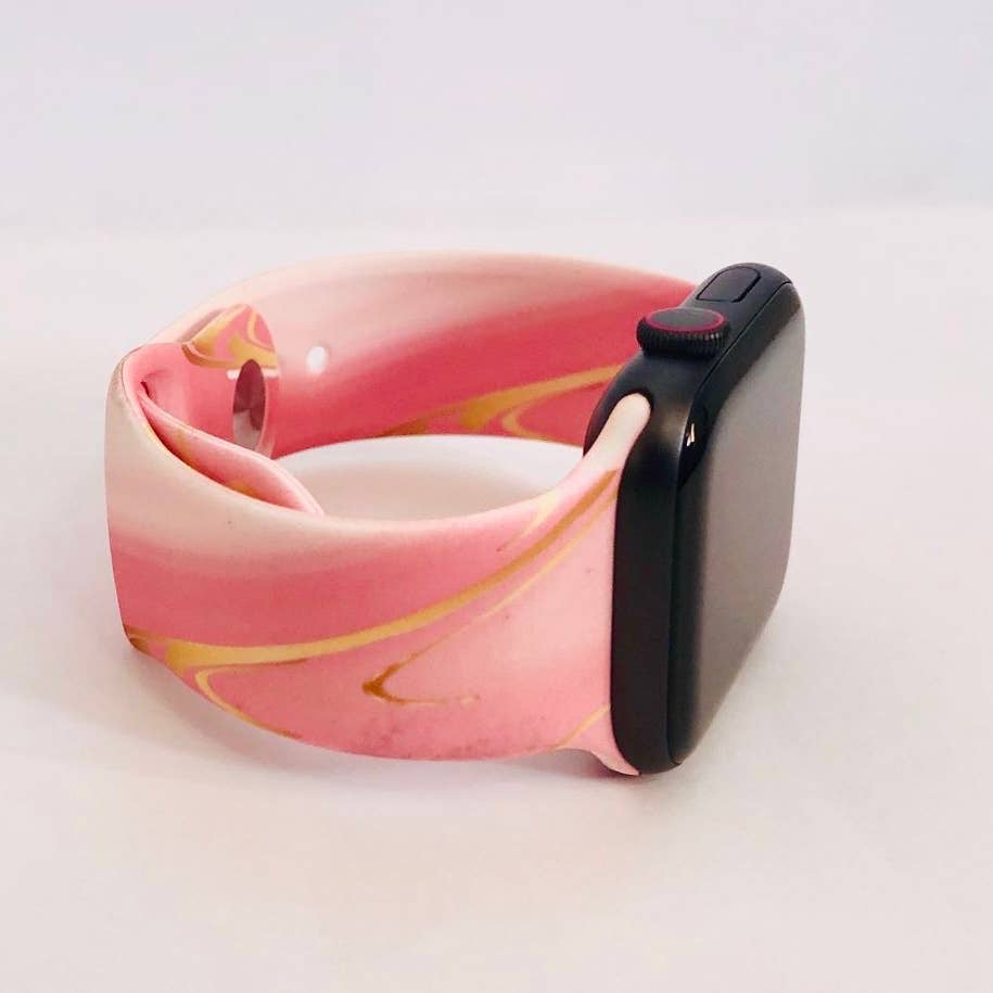 Pink marble apple online watch band