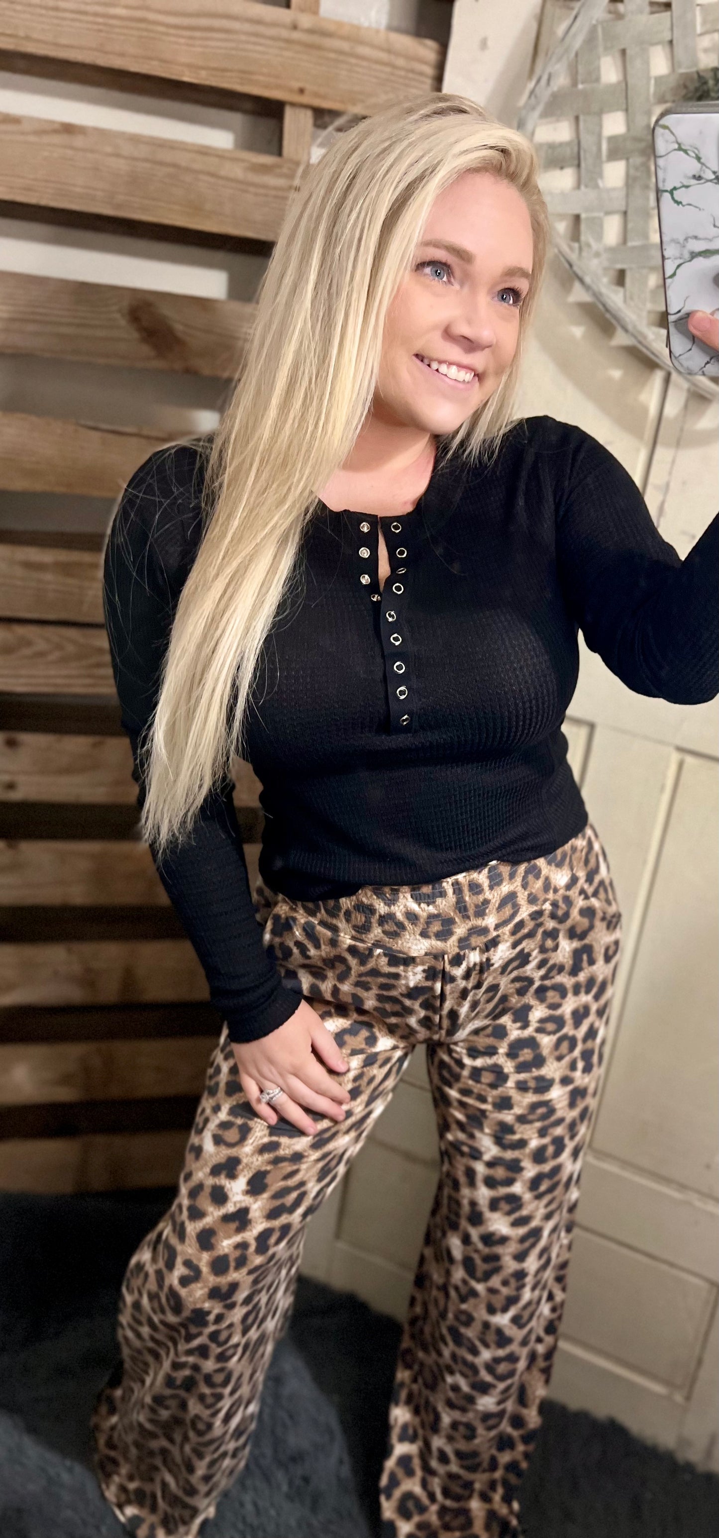 Brushed Leopard Smocked Lounge Pants