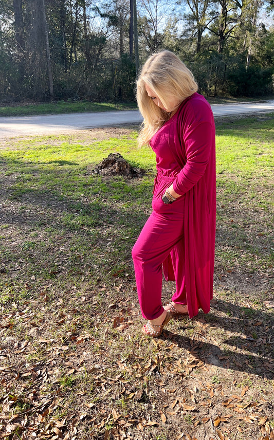 Sweet Berries Jumpsuit And Duster Set