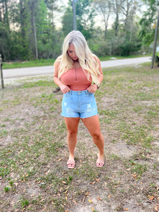Sadie Distressed Denim Shorts