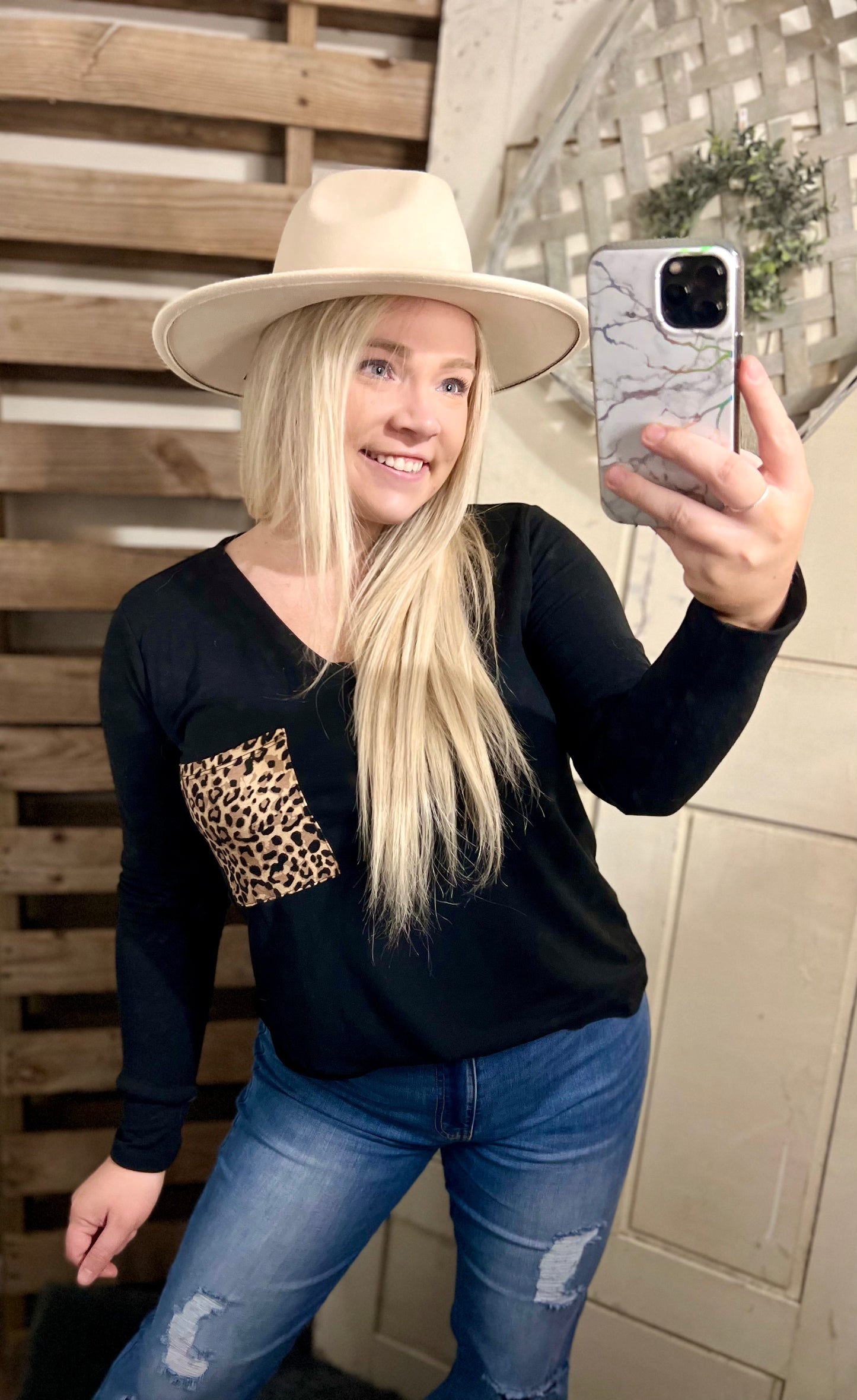 Leopard Pocket Top - Long Sleeve